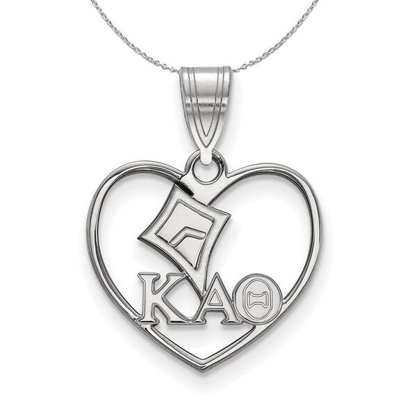 Sterling Silver Kappa Alpha Theta Heart Pendant Necklace - 24 Inch - Picture 1 of 8
